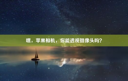 嘿，苹果相机，你能透视摄像头吗？