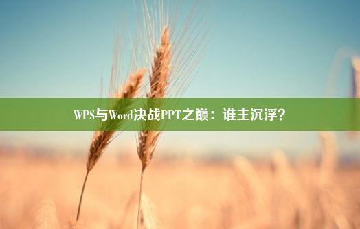 WPS与Word决战PPT之巅：谁主沉浮？