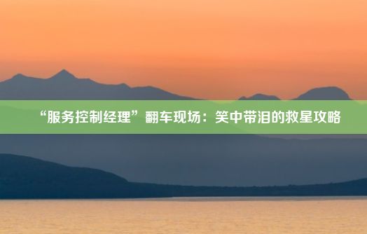 “服务控制经理”翻车现场：笑中带泪的救星攻略